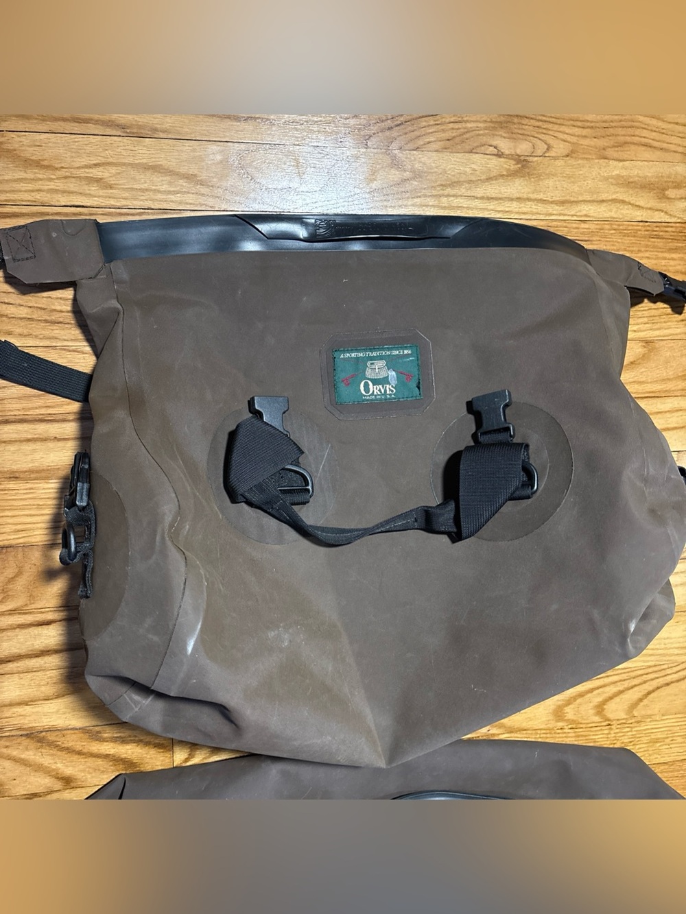 LOT OF 2 ORVIS waterproof roll-top duffel bags 31” XXL & 19” M - brown - Picture 9 of 9
